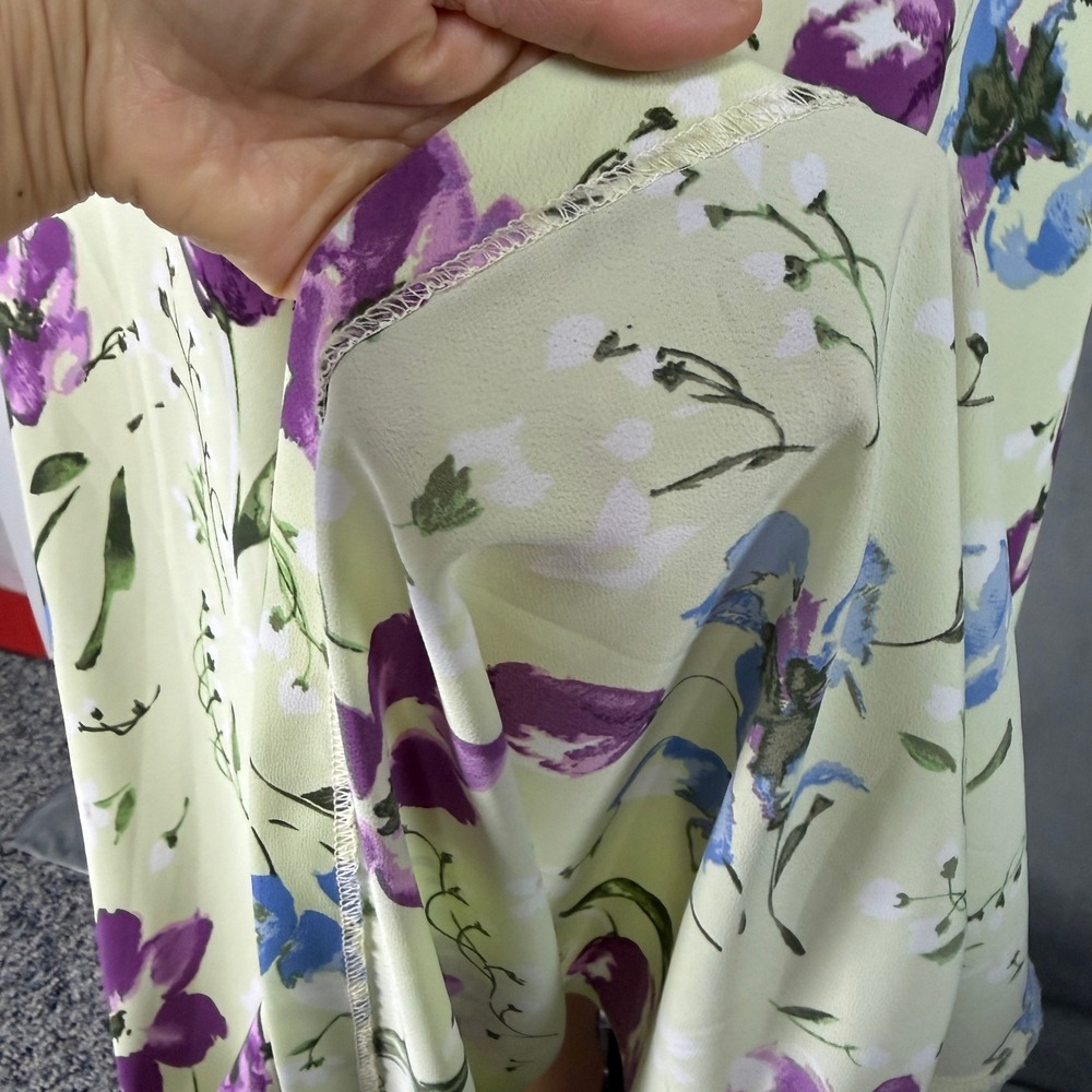 Vintage Express Floral Maxi Dress 11/12 Green Purple Tulip Slip 90s Straps - Picture 13 of 15